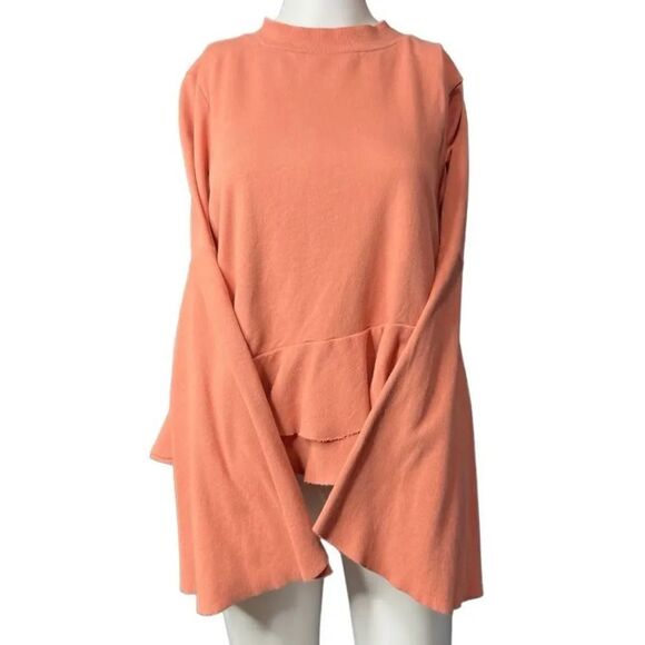 BP Mock Neck Ruffle Belle Sleeve Top Peach Size Medium - Picture 3 of 3